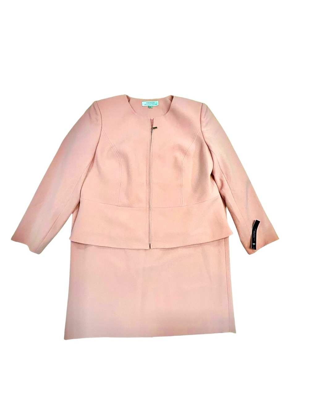NEW Tahari ASL Blush Pink Peplum Jacket and Pencil Skirt Suit Set Women’s 14W